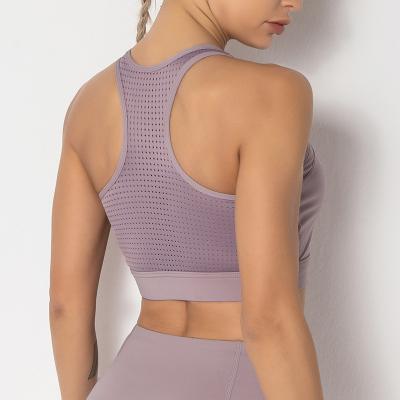 China New Breathable Sports Bra Mesh Shockproof Yoga Wear Tops Workout Underwear Lift Up Yoga Vest Top For Women for sale