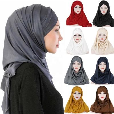 China Fashion Women Bubble Plain Twill Soft Cotton Snap Tank Top Hijab Shawls And Wraps Female Muslim Hijabs Ready To Wear Headscarf for sale