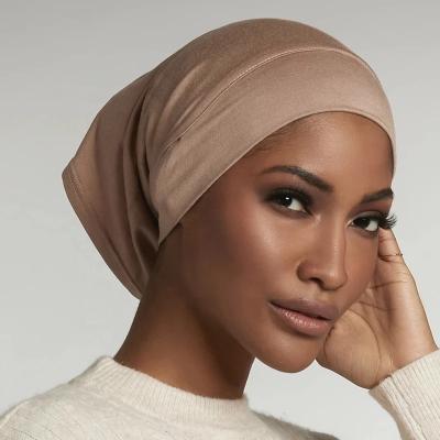 China NEW 2021 Fashion Cotton Under Scarf With Ear Hole Stretch Tank Top Inner Hijabs Around Front Hood Under Hijab Female Turban for sale