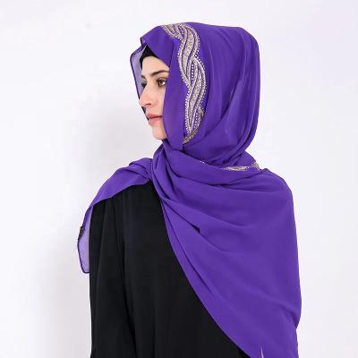 China Islamic Scarves Hijabs Soie De Medine Shawl Wrap Scarf Diamond Hijab Women Muslim Fashion Sparkle Bubble Chiffon Long for sale