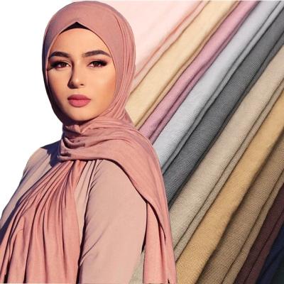 China Soft Fashion Cotton Turban Fashion Tank Top Hijab Scarf Women Muslim Plain Shawl Soft Head Wraps Africa Islamic Headband 170x55cm for sale