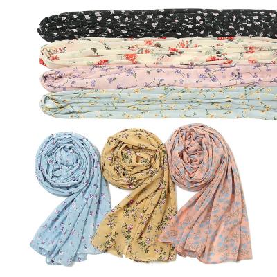 China European American Hot Selling 2022 Wholesale Chiffon Hijab Scarf Women Pleated Printed Chiffon Hijab for sale