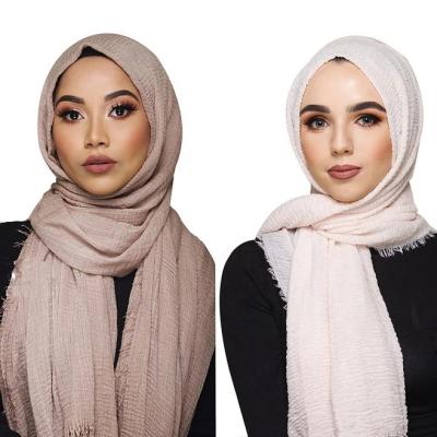 China Wholesale Muslim Women Hijab Shawl Pleat Cotton Headband Head Scarf Turban Soft Islamic Head Scarf Shawls And Wraps for sale