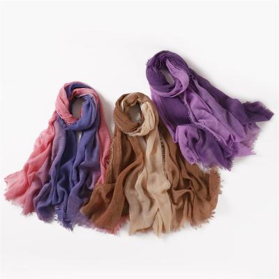 China Shawl ready to ship color muslim scarfs wholesale gradient hijab women malaysian hijab hijab for sale