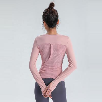 China Top Selling Top Sleeve Breathable Logo Women Fitness Long Sleeve Quick-Drying RTS Sport Wear Custom Crop Yoga Fitness Long Sleeve for sale