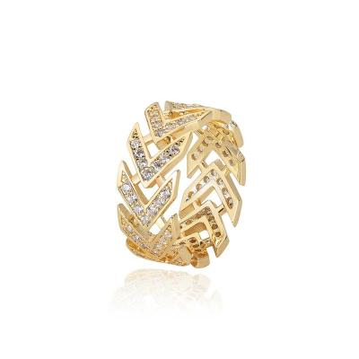 China Hiphop Vintage V Shape Ring Real Gold Plated Ring Fine Jewelry Rings For Unisex Man Woman for sale