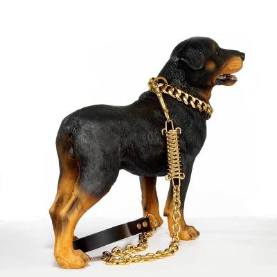 China Custom Hiphop 18k Gold Dog Chain Stainless Steel Cuban Chain For Pet Gift for sale