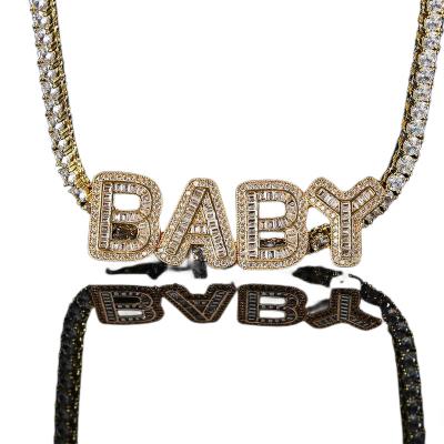 China Custom Made Hiphop Letter Icing Letter Pendant Necklace For Teenager Gold Chain For Man Silver Chain For Woman for sale