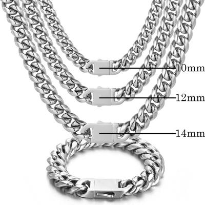 China Custom Hiphop Miami Necklace 18K Gold Plating Titanium Cuban Chain Necklace or Bracelets For Man for sale