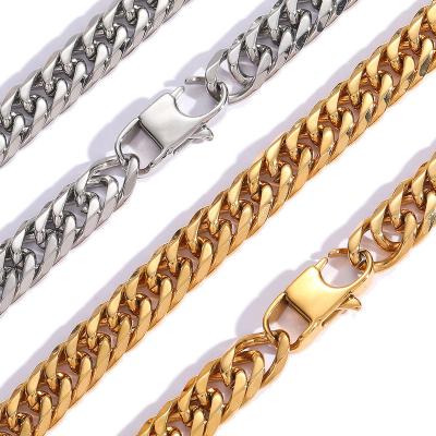 China Custom Hiphop Double Woven Cuban Chain Necklace For Man Real Gold Plating Necklace for sale