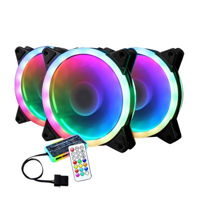 China Colorful Quiet Design DC 12V 1200RPM PC RGB Light Computer Fan And Dual Small Colorful LED Light Ring 120MM Multicolor 6pin Quiet LED Computer Fan Quiet Design for sale