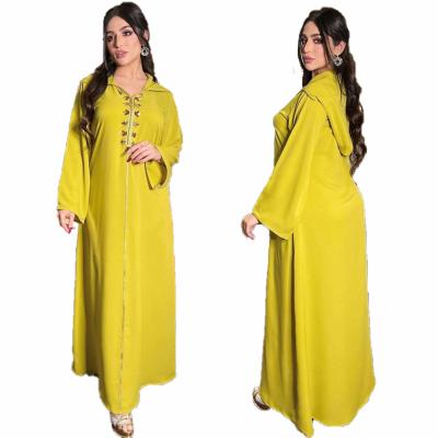 China Anti-Static Muslim Bandana Hooded Maxi Dresses Long Sleeve Hooded Moroccan Arabic Dresses For Women for sale