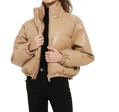 China 2021 Top Quality Anti-Wrinkle Wear Ladies PU Blazers Elegant Professional Bomber Jacket Custom New For Women 2020 Short Stand Winter for sale