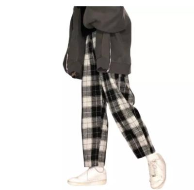 China Autumn Women's Spring Pants Harem Pants Anti-wrinkle Women's Casual Plaid Pants Loose Square Summer Large Size for sale