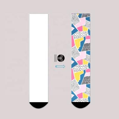 China KANGYI Antibacterial No MOQ Blank Sublimation Socks Custom Your Own Polyester White Crew Digital Print Knocks No Minimum Order for sale