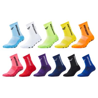 China Breathable Outdoor Terry Bottom Compression Grip Anti-Skid Athletic Football Boots Custom Running Football Short Socks Sports Orange for sale