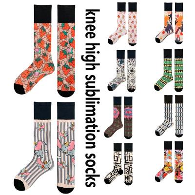 China Fashion sporty knee high KANGYI sublimation women socks custom your own pattern printing socks for sale