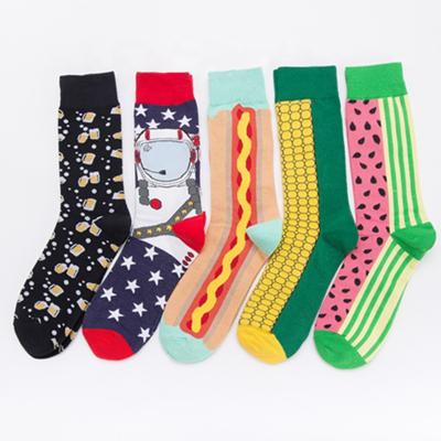 China New Cotton Jacquard Socks Fashion Viable Breathable Tube Socks Colorful KANGYI Style Happy Socks for sale