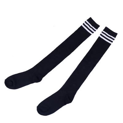 China Black And White Striped Anti Slip Socks Women Japanese Style Thigh High Anti Slip for sale