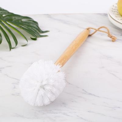 China Sustainable Biodegradable Cleaning Tools Fiber Toilet Bamboo Cleaning Brush With Wooden Handle for sale