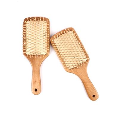 China Comfortable Nylon Steel Anti-static Wooden Needle Massage Rainbow Comb and Hair Bamboo Brush for sale