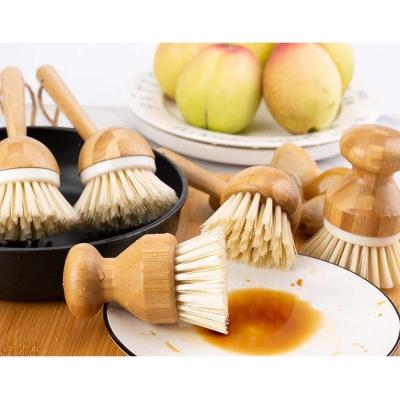 China Sustainable Natural Kitchen The Log Scrubber Bamboo Dish Dish Potty Rubbing Cleaning Brush for sale