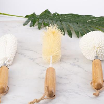 China Newest Sustainable Household Scrub Cup Sweep Wooden Bamboo Kitchen Cleaning Brush Brush Strong Cleaning Power for sale