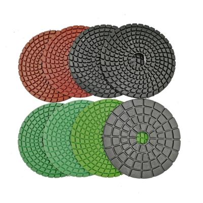 China Resin Marble Stone Bond Granite Quartz Flexible Easy Change 4 Inch 100mm Wet & Dry Diamond Polishing Pads For Wet Use for sale