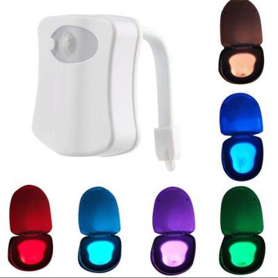 China Toilet Sensor Night Light Motion Activated Bathroom 16 Color Toilet Seat Lamp Toilet Sensor Night Light 3AAA Batteries Toilet Night Light for sale