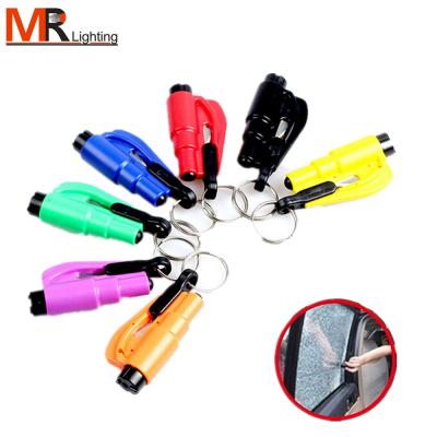 China High Quality ABS+alloy Rescue Tool Logo Printed Mini Emergency Tool 3 in1 Car Safety Key Chain Hammer With Key Chain for sale