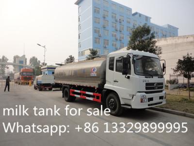 China high quality Dongfeng tianjin 4*2 LHD12m3 fresh milk tank truck for sale, factory sale best price foodgrade milk truck for sale