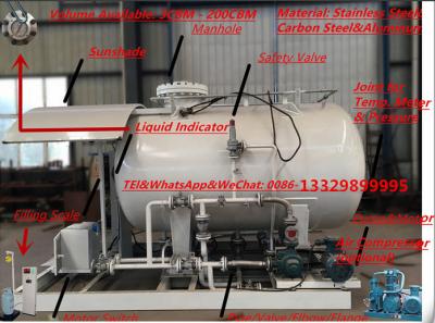 China CLW brand 3.2metric tons mobile skid lpg gas refilling plant for sale, 32000kgs auto mobile Propane Skid-mounted plant for sale