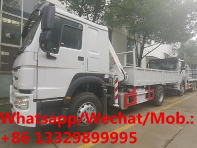 China Customized SINO TRUK HOWO 5T knuckle crane boom mounted on cargo truck for overseas clients, cargo truck with crane for sale