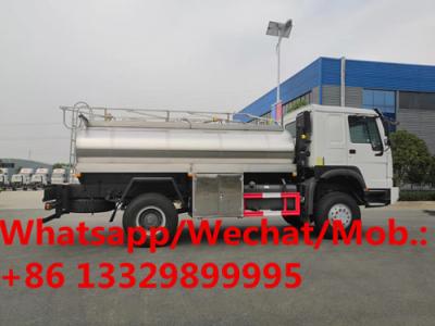 China Customized SINO TRUK HOWO 266hp diesel 1,000L fresh milk tanker vehicle for sale, stainless steel liquid food beer truck for sale