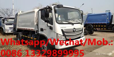 China FOTON AUMARK 4*2 RHD 5CBM garbage compactor truck for sale, good price FOTON 3T rear loader refuse garbage vehicle for sale