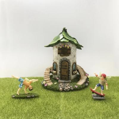 China Europe resin miniature fairy boy and house for sale