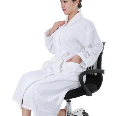 China Winter Women's Breathable Stripe Velvet Cotton Bathrobe for sale