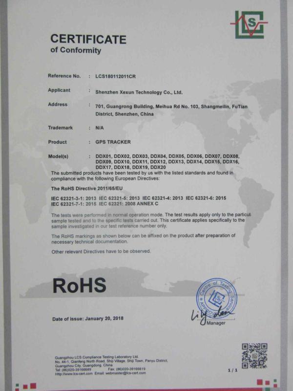 RoHS - Shenzhen Xexun Technology Co., Ltd.