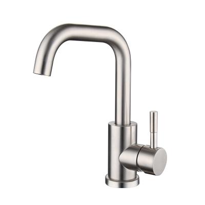 China Hot And Cold Faucets 304 Stainless Steel Metered Basin Faucet Manufacturers Hot And Cold Single-hole Wire Drawing Cabinet Bathroom Toilet Wholesale Water Faucet for sale