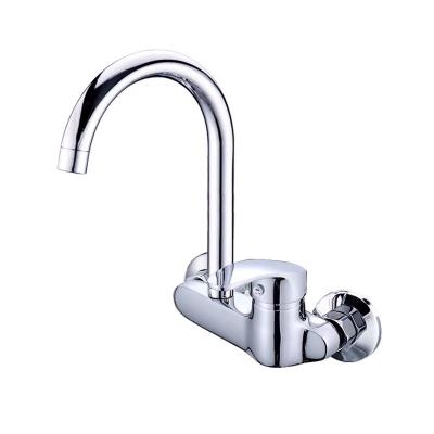 China Good Quality Metered Modern Faucets Chrome Plated Economical Brass Rotation Kitchen Water Tap Wall Mounted Sink Faucet Mixer Tap for sale