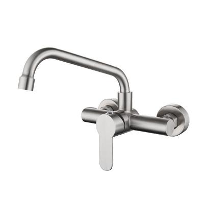 China Wall Mounted 2 Holes 304 Stainless Steel Electric Water Taps Stainless Steel Kitchen Faucet Mixer Taps for sale