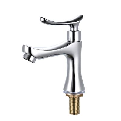 China High Quality Single Cold Handle Cold Handle Basin Faucet Zinc Basin Faucets Metered Classic Chrome Deck Mounted Faucets for sale