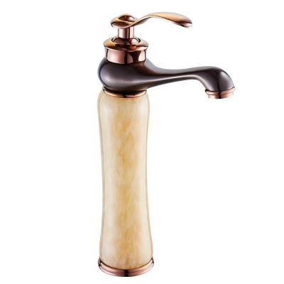 China Exaggerated Sense Faucets Marble Cylindrical Swept Deck Mounted Single Handle High-legged Sink Basin Bathroom Faucet for sale