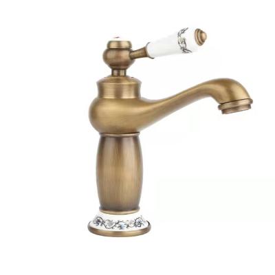 China Hot And Cold Faucets Faucets Single Hole Copper Metered Antique European Style Full Face Basin Sink Faucet Retro Faucet for sale