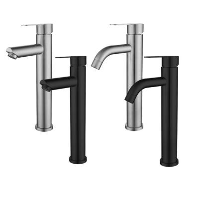 China Wholesale 304 Stainless Steel Water Metered Faucet Manufacturer Wholesale 304 FaucetTall Cold-Hot Style Black Faucet For Bathroom for sale