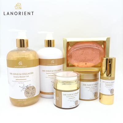 China Anti Aging No LOGO Private Label Organic Korean Whitening Anti Acne 24k Gold Brightening Skin Care Luxury Set Anti Aging For Female for sale