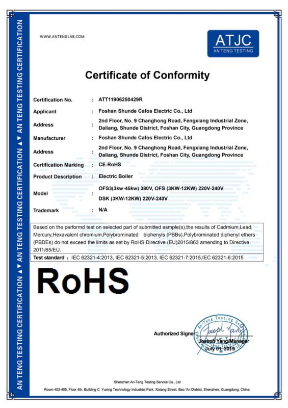 RoHS - Foshan Zhen Ang Electronic Equipment Co., Ltd.