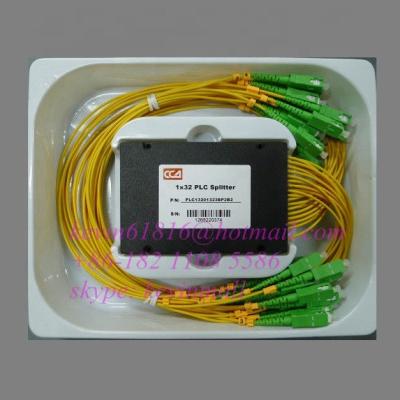 China FTTH 1*32 CCV fiber optic PLC splitter pigtail, singlemode, with SC/APC connector for FTTH, 1x32 ODN box module for sale