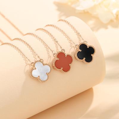 China Water Proof Wholesale 925 Sterling Silver Brands Four Leaf Clover Pendant Necklaces Large 4 -Leaf Clover Necklace S925 Jewelry Women for sale