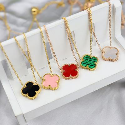 China Water Proof Wholesale Four Leaf Clover Pendant Necklaces Large 4 -Leaf Clover Necklace S925 Jewelry fashion Women for sale